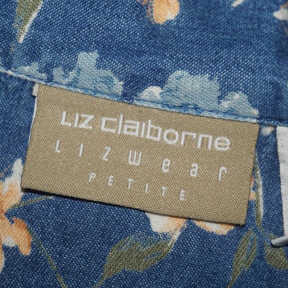 Vintage 90s Floral Cotton Denim Shacket Medium - Picture 4 of 7